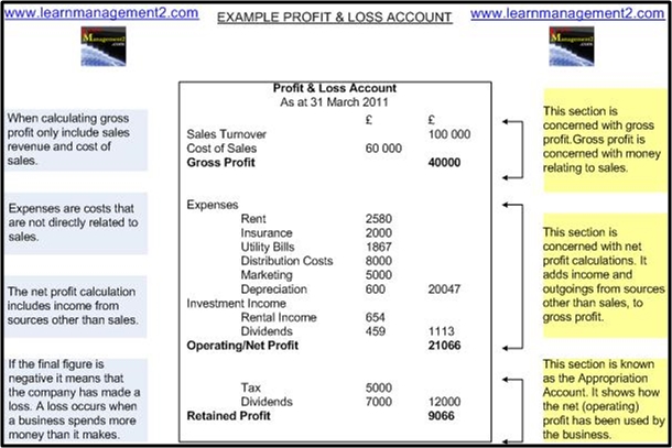 Example Profit and loss account